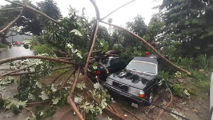 Mobil Tertimpa Pohon dan Tembok Jebol Diterjang Luapan Sungai