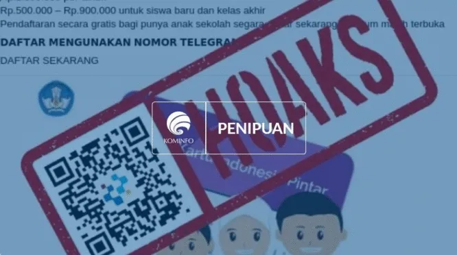 Tangkapan Layar Hoaks tentang Tautan Pendaftaran Bantuan PIP Juli 2025. (Foto: komdigi.go.id)