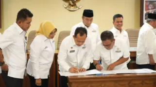 Bupati Muaro Jambi,Bambang Bayu Suseno,SP.MM.M.Si Hadir dalam kegiatan Sosialiasi National Urban Development Project (NUDP)