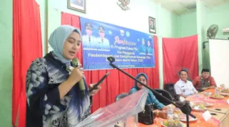 Ketua Tim Penggerak Pemberdayaan Kesejahtraan Keluarga TP PKK Kabupaten Muaro Jambi, Ririn Novianty, membuka pembinaan 10 program PKK Kec. Mestong